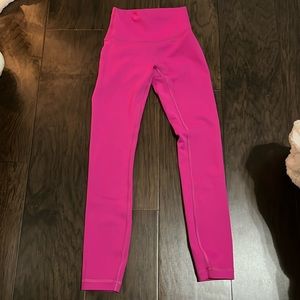 hot pink lululemon align leggings size 0, 28in